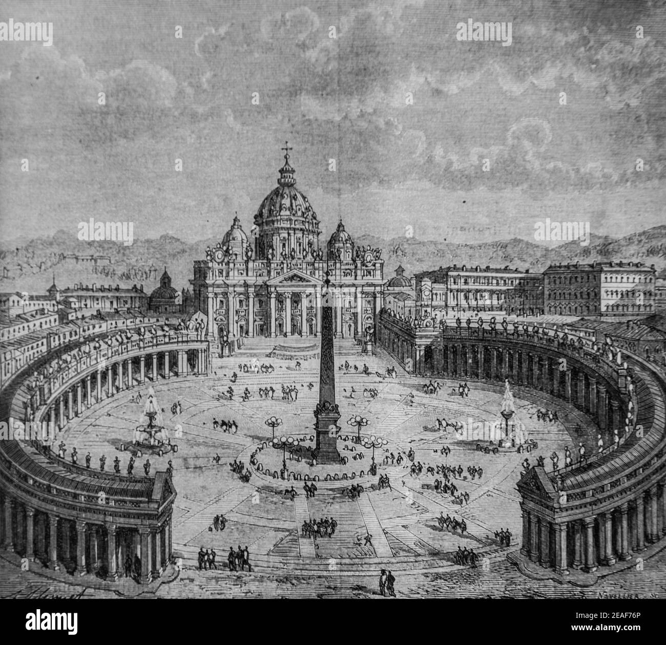 roma place saint pierre, 1792-1804,histoire de france por henri martin,editeur furne 1850 Foto de stock