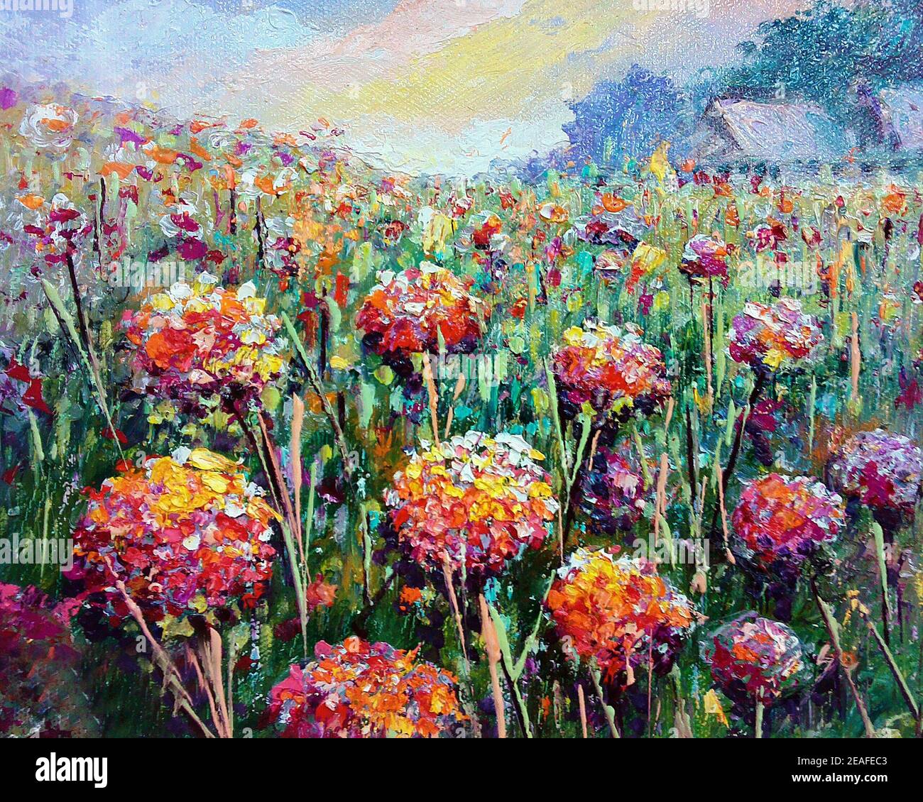 Arte óleo pintura flor , resumen , diseño , fondo de tailandia Foto de stock