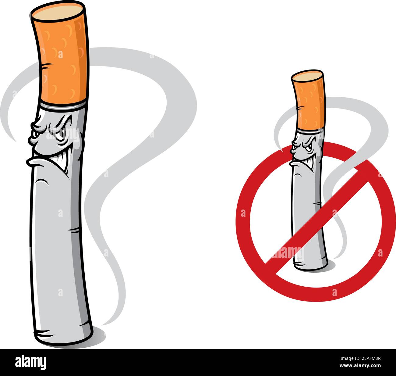 Prohibición firmar no fumar con dibujos animados peligro de cigarrillos  Imagen Vector de stock - Alamy