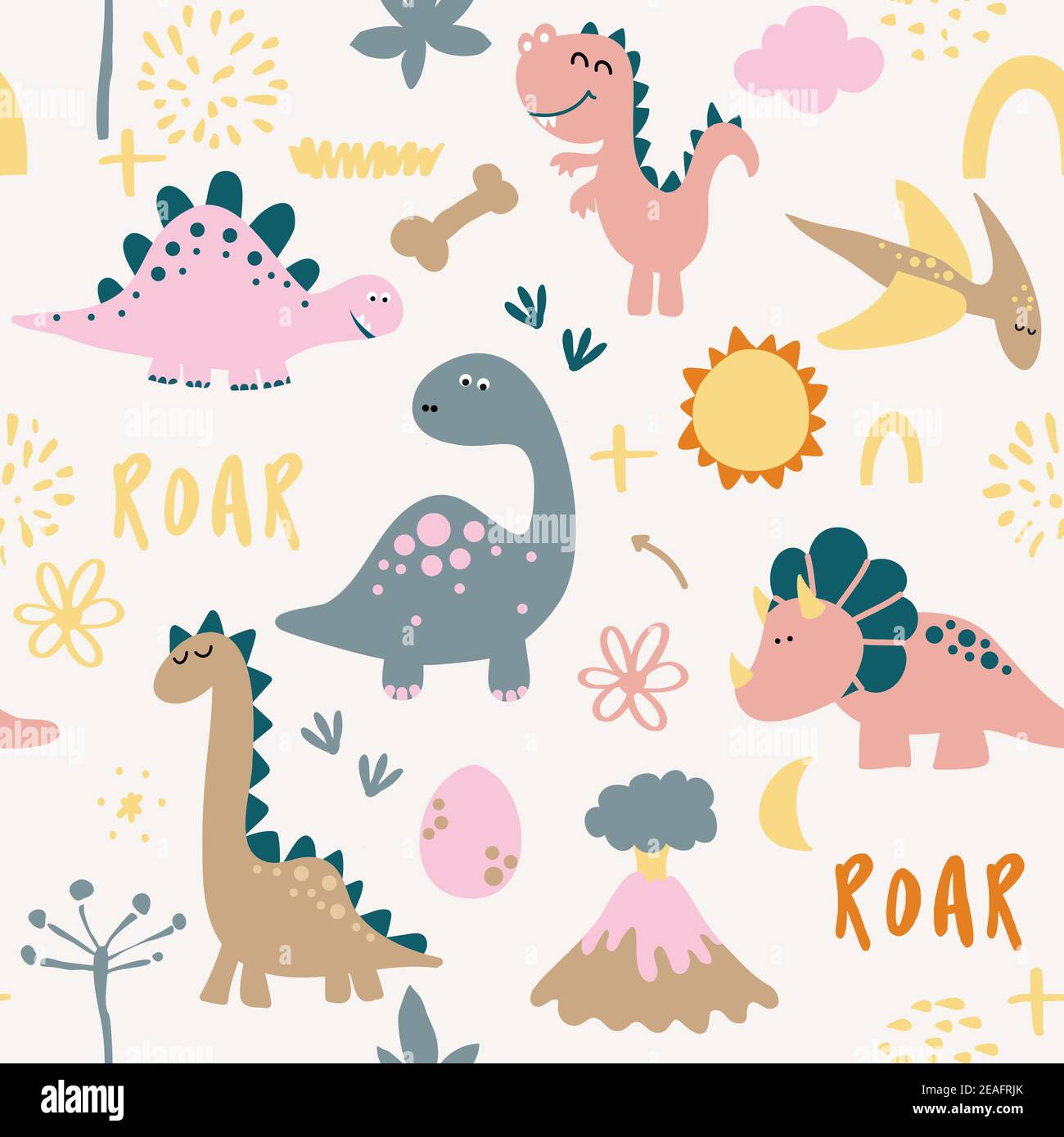 Amigos de Dino. Dibujos animados divertidos dinosaurios, huesos y huevos. Lindo t rex, personajes. Juego de doodle vectorial dibujado a mano para niños. Bueno para textiles, vivero, wa Imagen Vector de stock - Amigos de Dino. Dibujos animados divertidos dinosaurios, huesos y huevos. Lindo t rex, personajes. Juego de doodle vectorial dibujado a mano para niños. Bueno para textiles, vivero, wa Imagen Vector de stock -