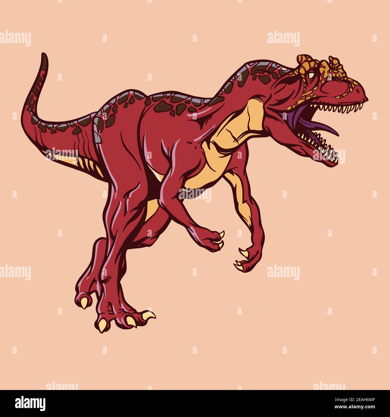 Dibujo de dibujos animados de color de dinosaurio Alosaurus para imprimir.  Ilustración para niños. Ilustración vectorial Imagen Vector de stock - Alamy