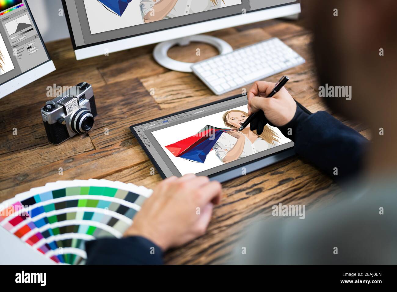 Croquis de dibujo de diseñador gráfico Foto de stock