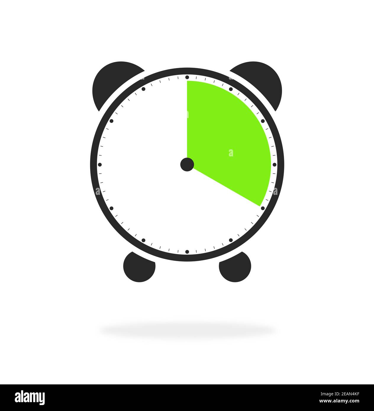 20 segundos, 20 minutos o 4 horas: Icono de reloj despertador verde y negro Foto de stock