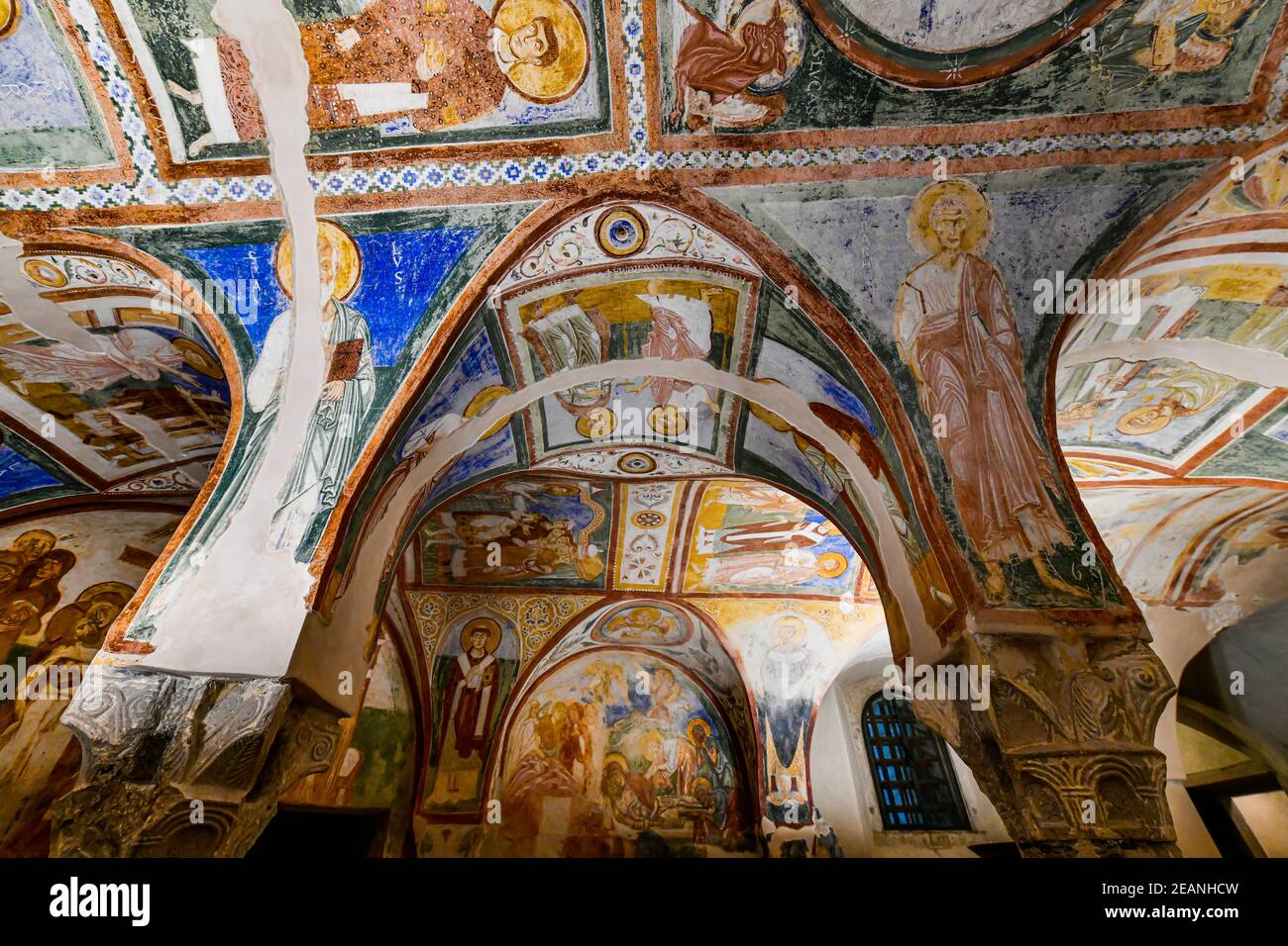 Colorista Cripta de los frescos, Patrimonio de la Humanidad de la UNESCO, Aquileia, Udine, Friuli-Venecia Julia, Italia, Europa Foto de stock