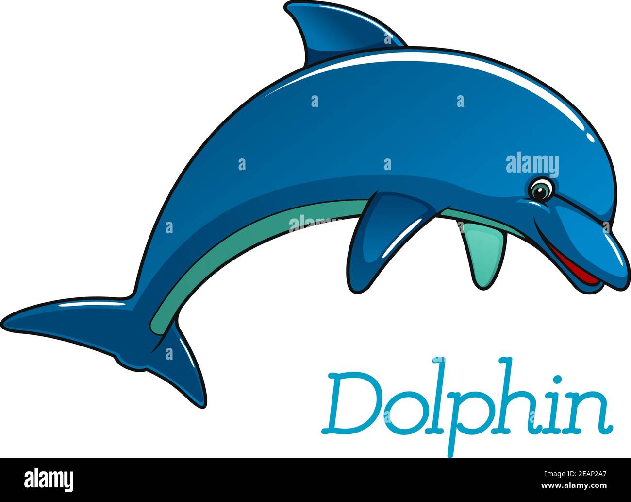 Lindo delfín de dibujos animados saltando en agua de mar para niños  ilustración y diseño de vida silvestre Imagen Vector de stock - Alamy