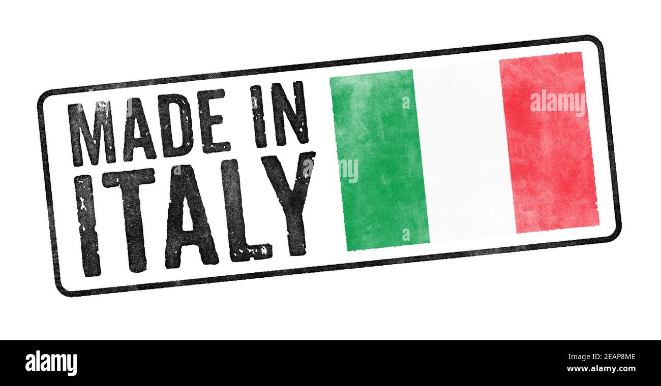 Sello sobre fondo blanco - hecho en Italia Foto de stock