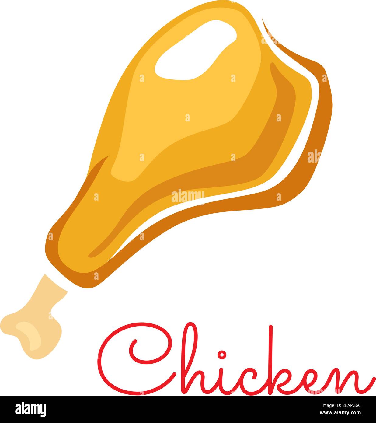 Dibujos animados pierna de pollo asado sabroso para el diseño de comida de  aves de corral aislado sobre fondo blanco Imagen Vector de stock - Alamy