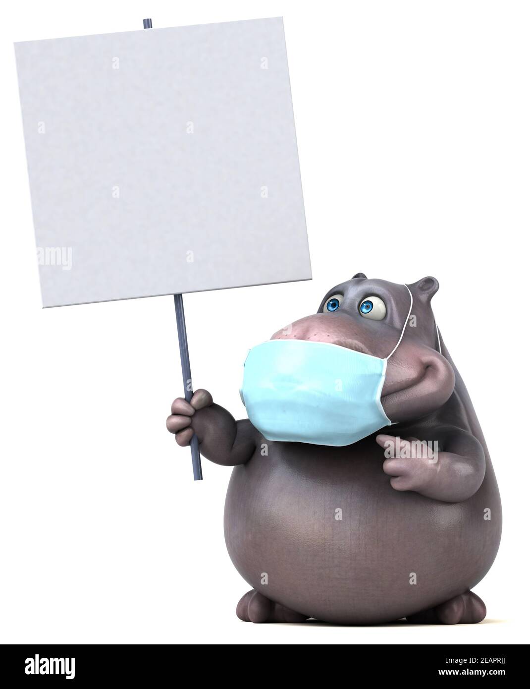 Divertido 3D dibujos animados hipopótamo con una máscara Fotografía de  stock - Alamy