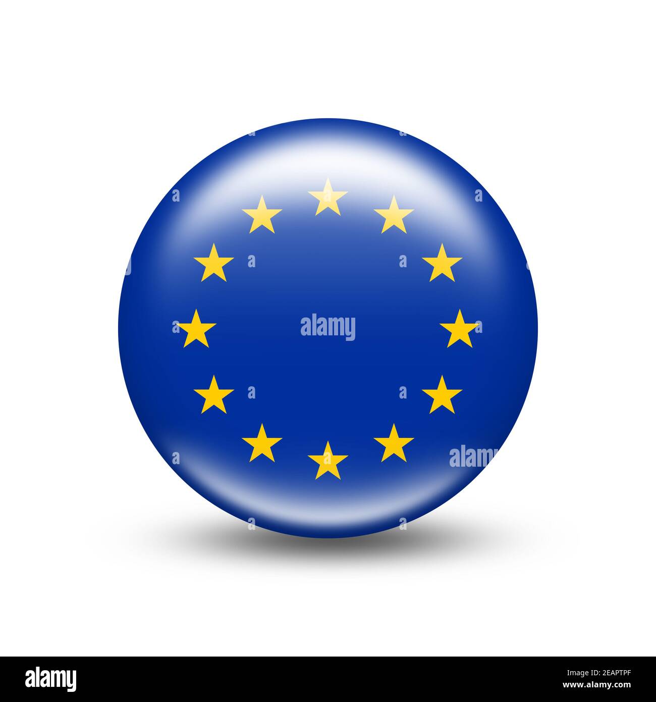 Bandera de la UE en un círculo con sombra blanca Foto de stock
