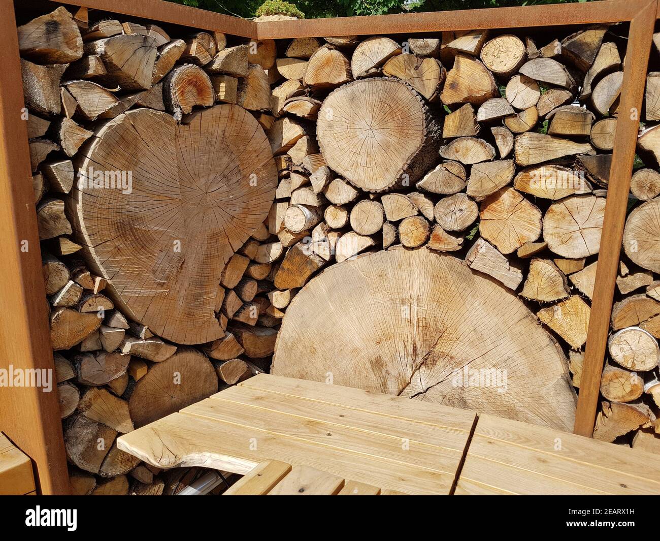 Sichtschutzwand, Holz, Trennwand Foto de stock