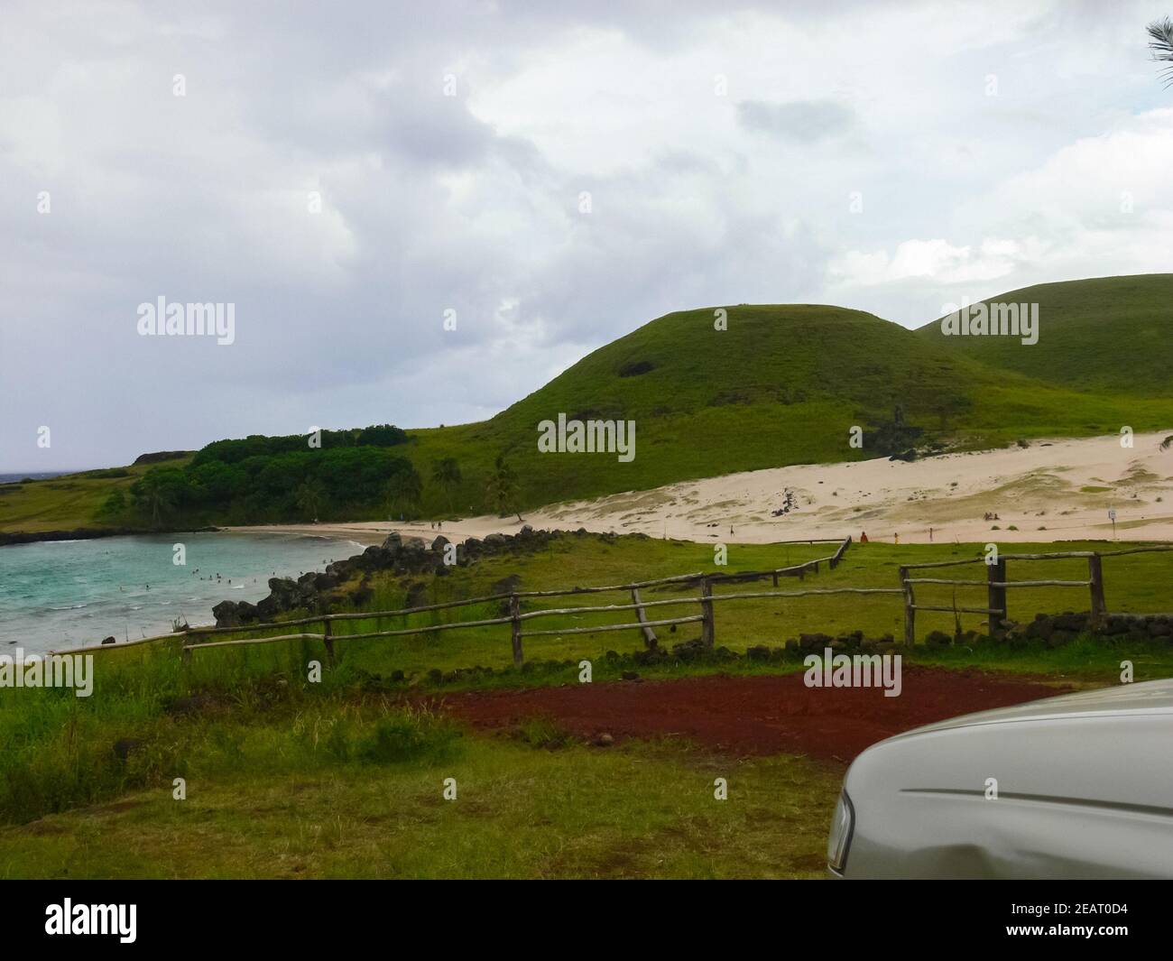 Naturaleza de la Isla de Pascua, paisaje, vegetación y costa. Foto de stock