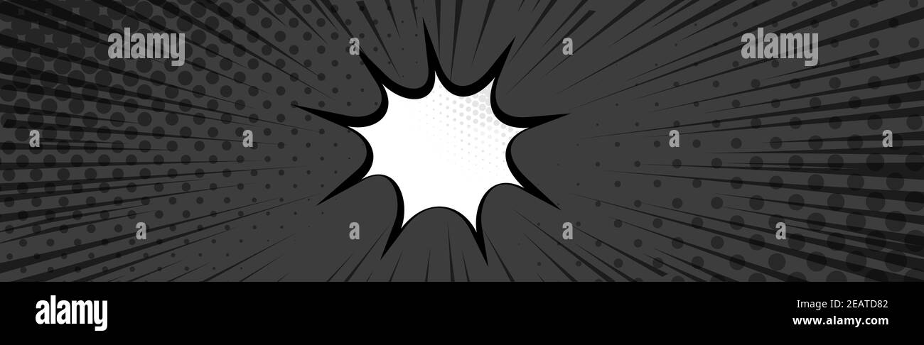 Zoom panorámico de cómic negro con líneas - ilustración Foto de stock