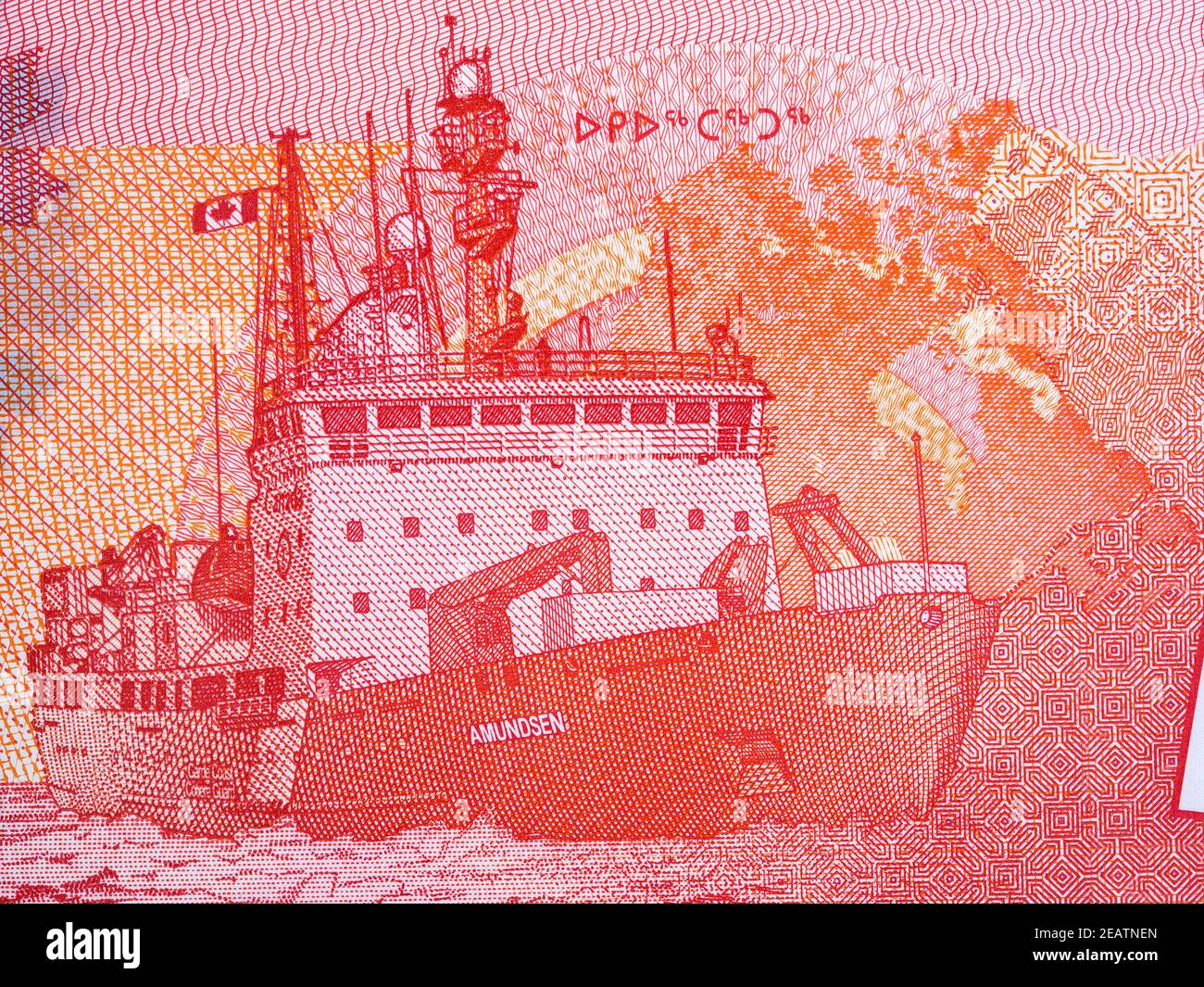 La Guardia Costera Canadiense Ship Amundsen en el Ártico, con dinero canadiense Foto de stock