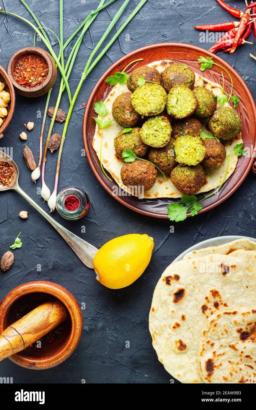 Falafel, comida israelí vegana Foto de stock