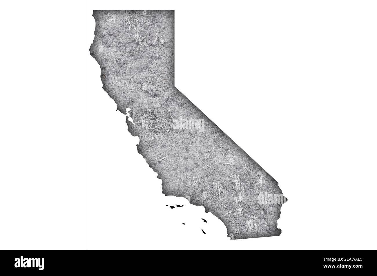 Mapa de California sobre hormigón desgastado Foto de stock