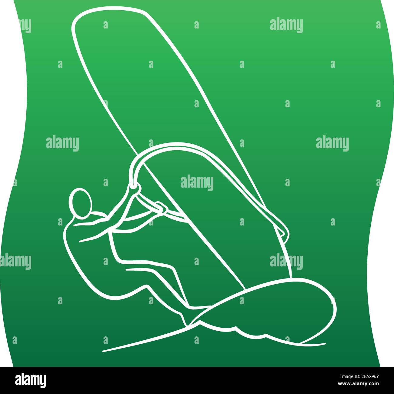 Deportes acuáticos icono de vela de un conjunto. Silueta de línea de gradiente verde. EPS vectorial 10 Ilustración del Vector