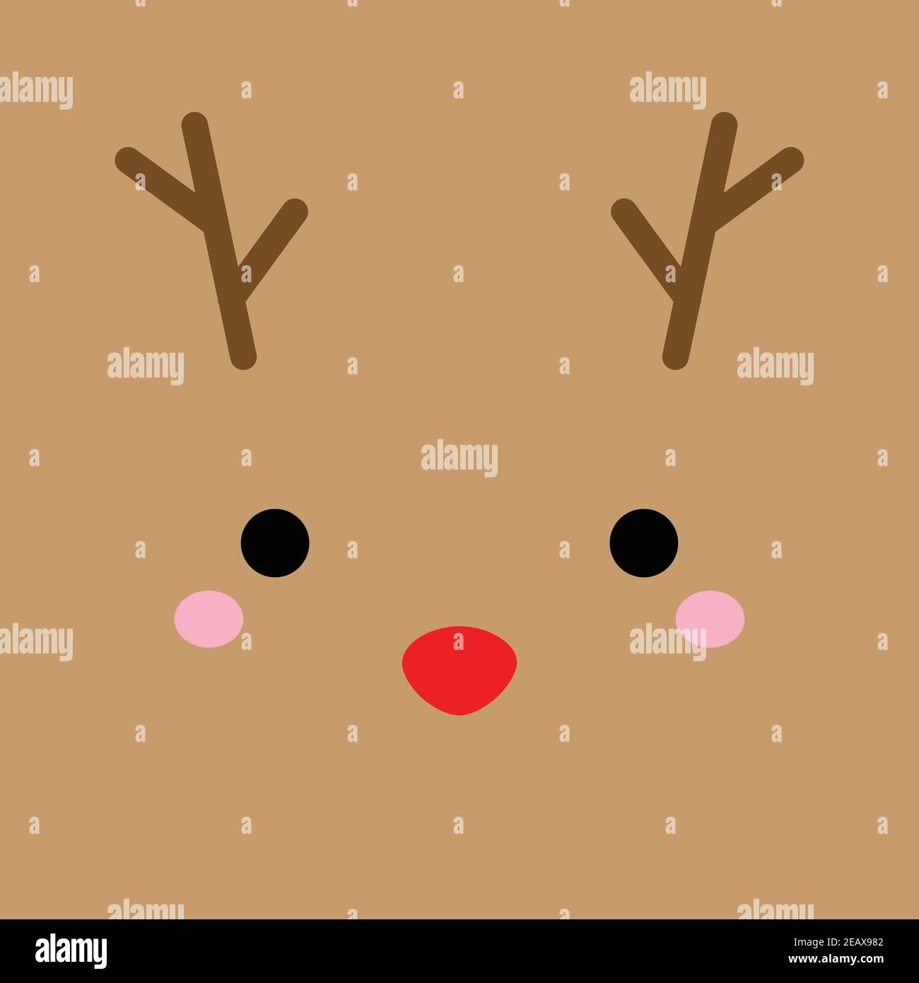 Ilustración de vector de renos simple y bonita. Cara de renos de Navidad,  cabeza, icono cuadrado, aislado sobre fondo marrón Imagen Vector de stock -  Alamy