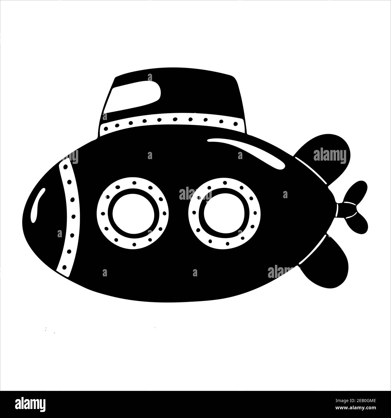Submarino, dibujo a mano ilustración vectorial aislada Ilustración del Vector