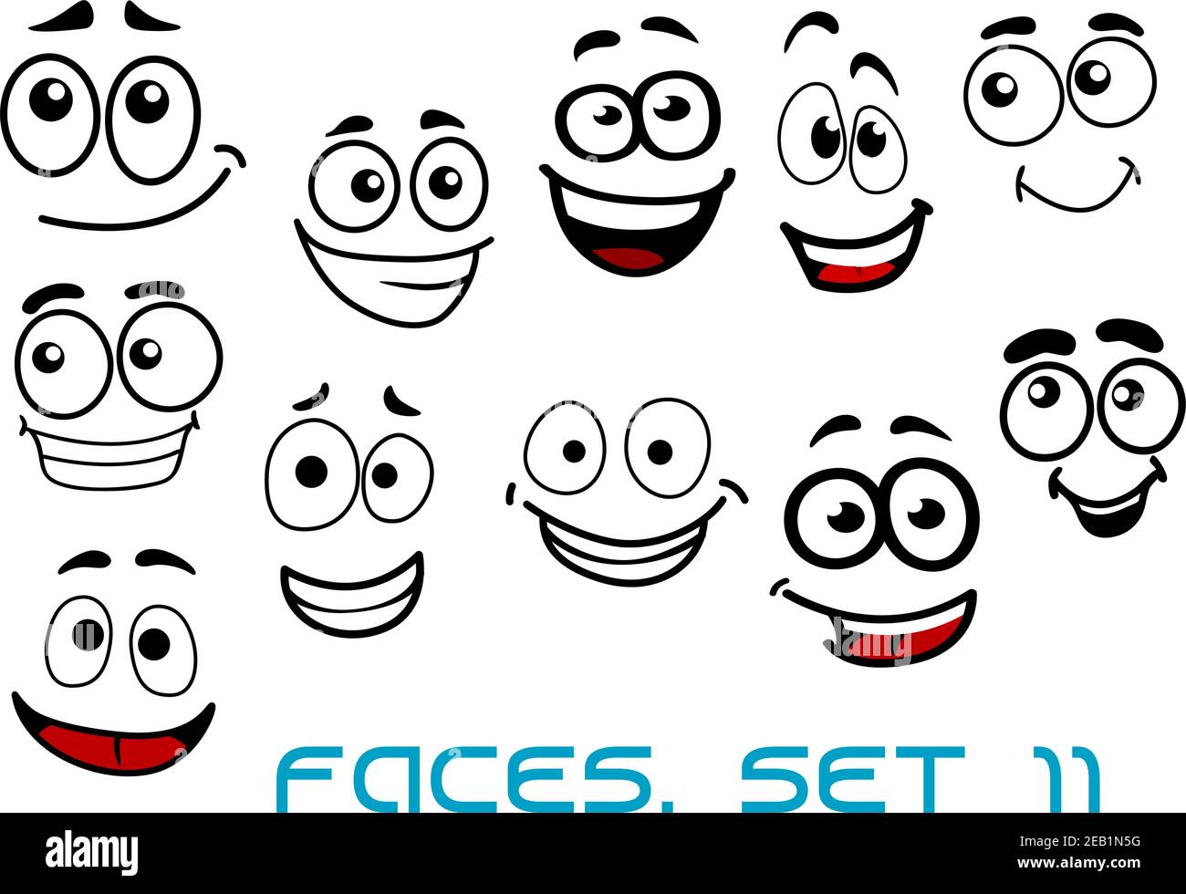 Dibujos animados emotivos personajes divertidos con expresiones alegres,  alegres y felices adecuados para el diseño de decoración cómica o infantil  Imagen Vector de stock - Alamy