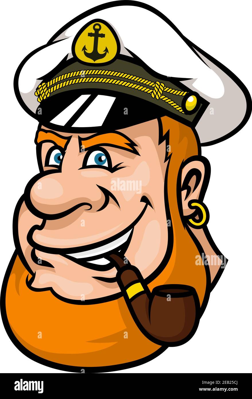 Feliz Barco De Dibujos Animados Capit n O Personaje Marinero Con Un 