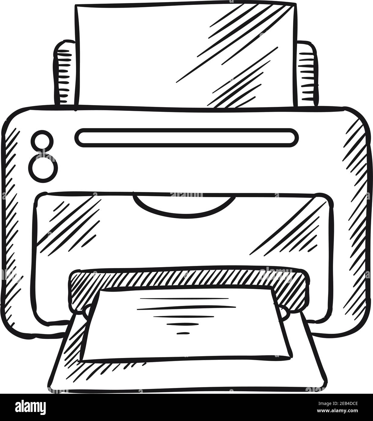 Impresora de inyección de tinta de escritorio con papel. Equipo de oficina,  impresión y periféricos de ordenador icono de croquis Imagen Vector de  stock - Alamy