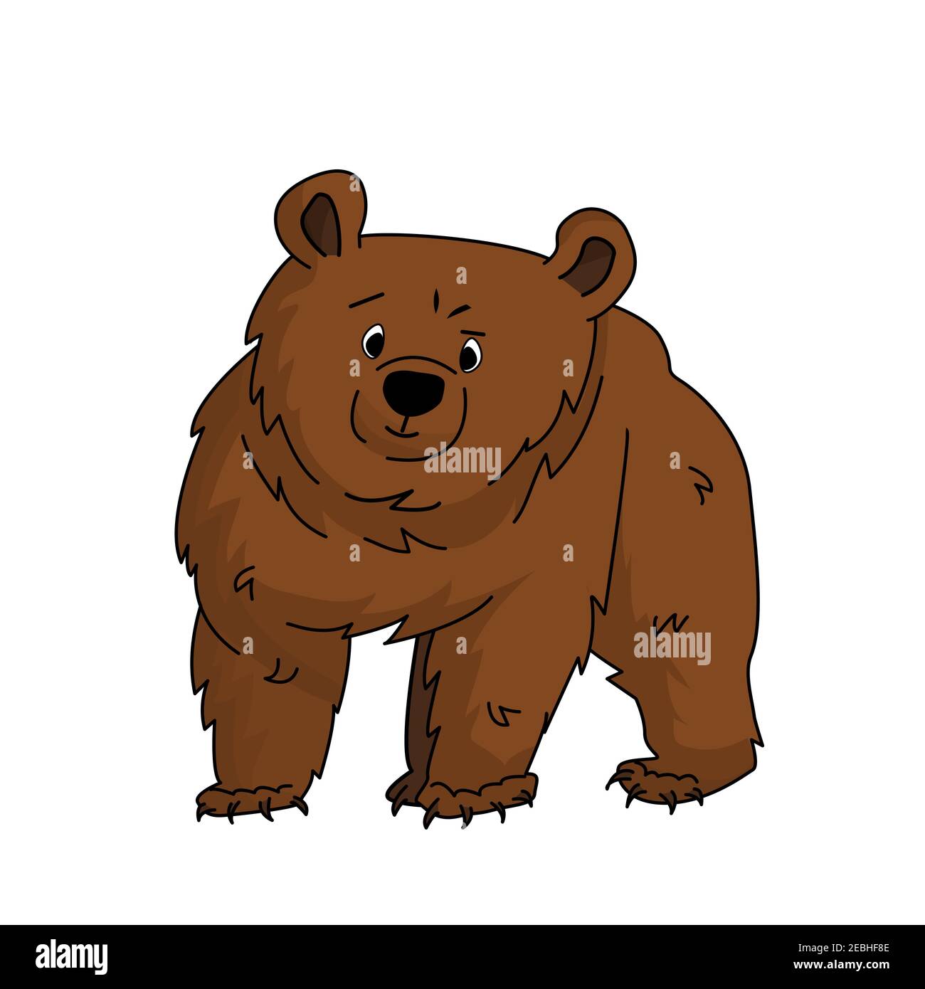 Vector aislado contorno de dibujos animados marrón oso grizzly se pone de pie y aprender algo o parece incierto en algún lugar. El animal está sobre fondo blanco Imagen Vector de stock - Vector aislado contorno de dibujos animados marrón oso grizzly se pone de pie y aprender algo o parece incierto en algún lugar. El animal está sobre fondo blanco Imagen Vector de stock -