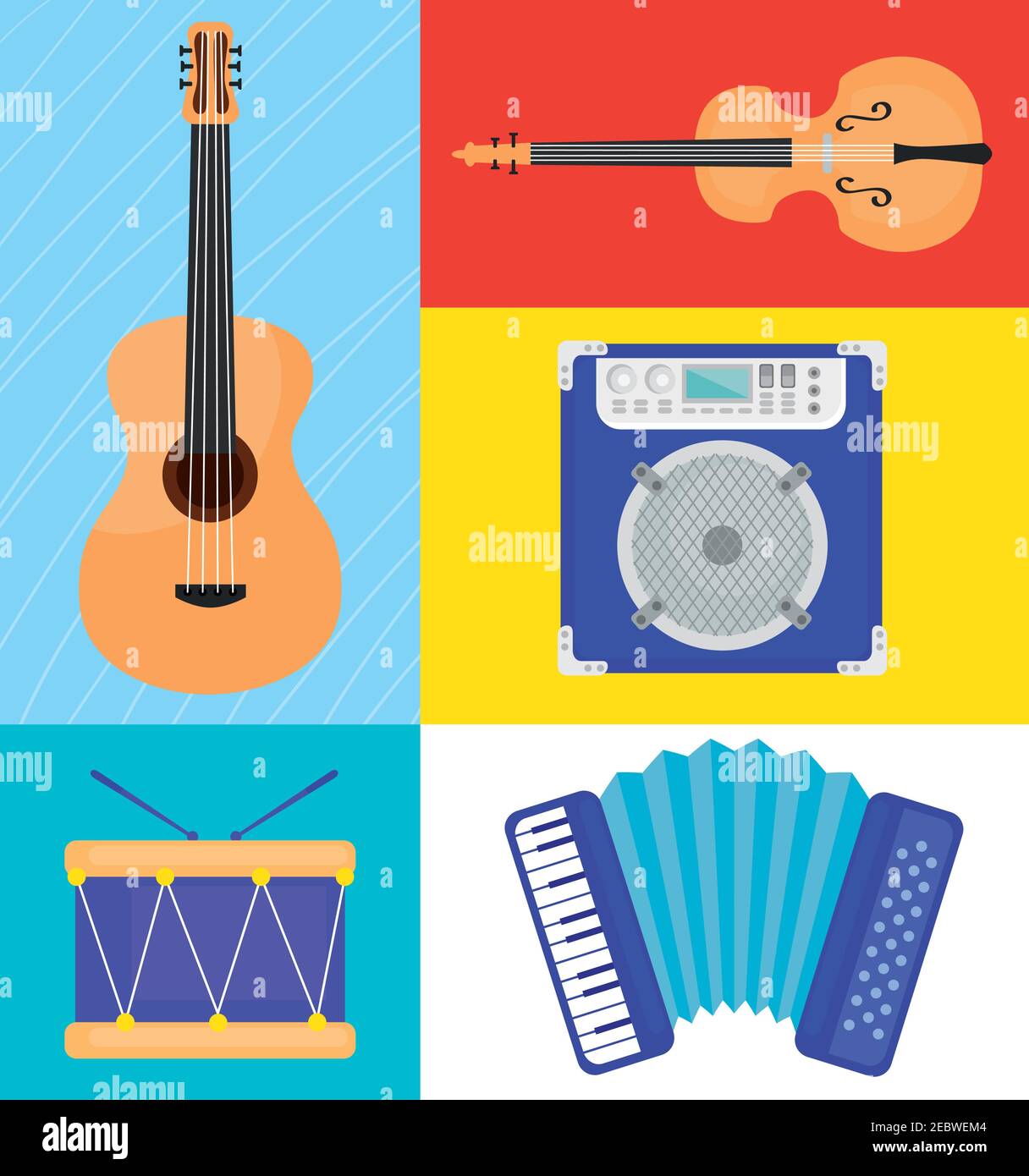 paquete de cinco instrumentos musicales iconos del conjunto Imagen Vector  de stock - Alamy