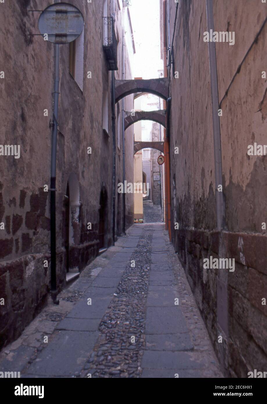 Bosa, Cerdeña, Italia (escaneado a partir de portaobjetos de color) Foto de stock