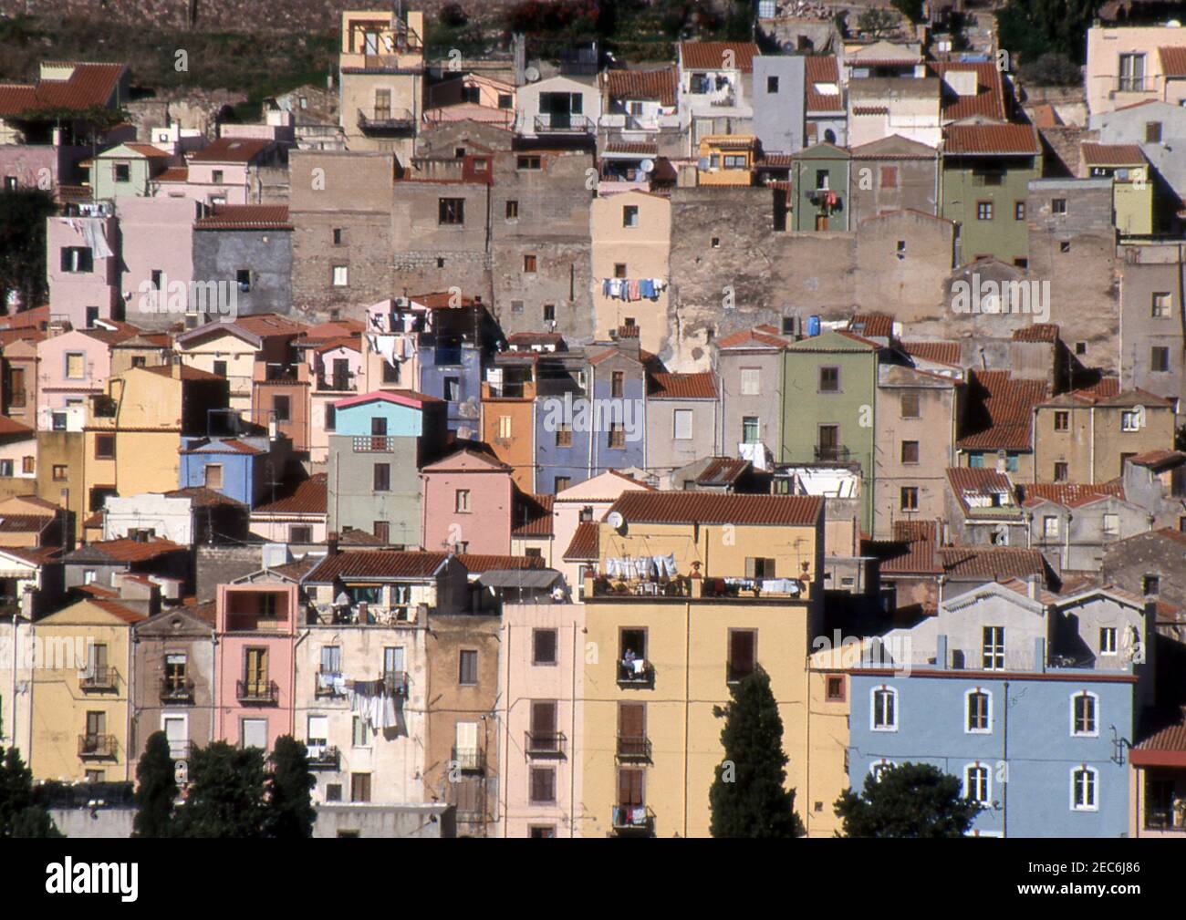 Bosa, Cerdeña, Italia (escaneado a partir de portaobjetos de color) Foto de stock
