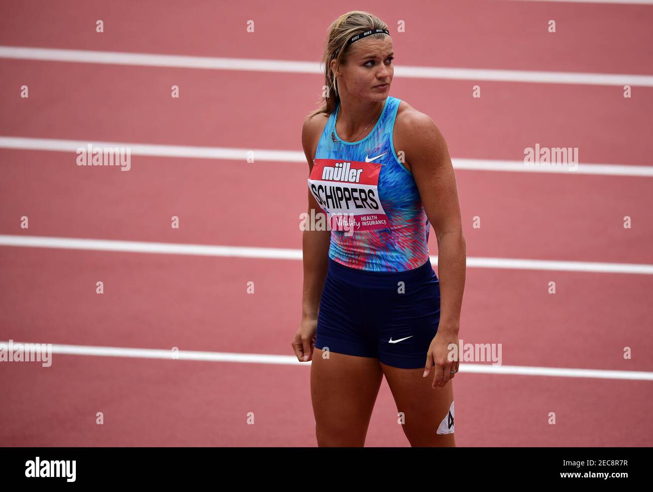 Atletismo - Juegos de Londres - Londres, Gran Bretaña - 9 de julio de 2017 Dafne Schippers de Holanda después de que los 100m de mujeres calientan REUTERS/Hannah McKay Fotografía de stock -