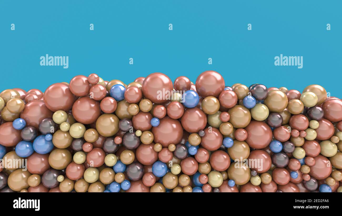 renderizar en 3d. Resumen de esferas de diferentes colores y tamaños Foto de stock