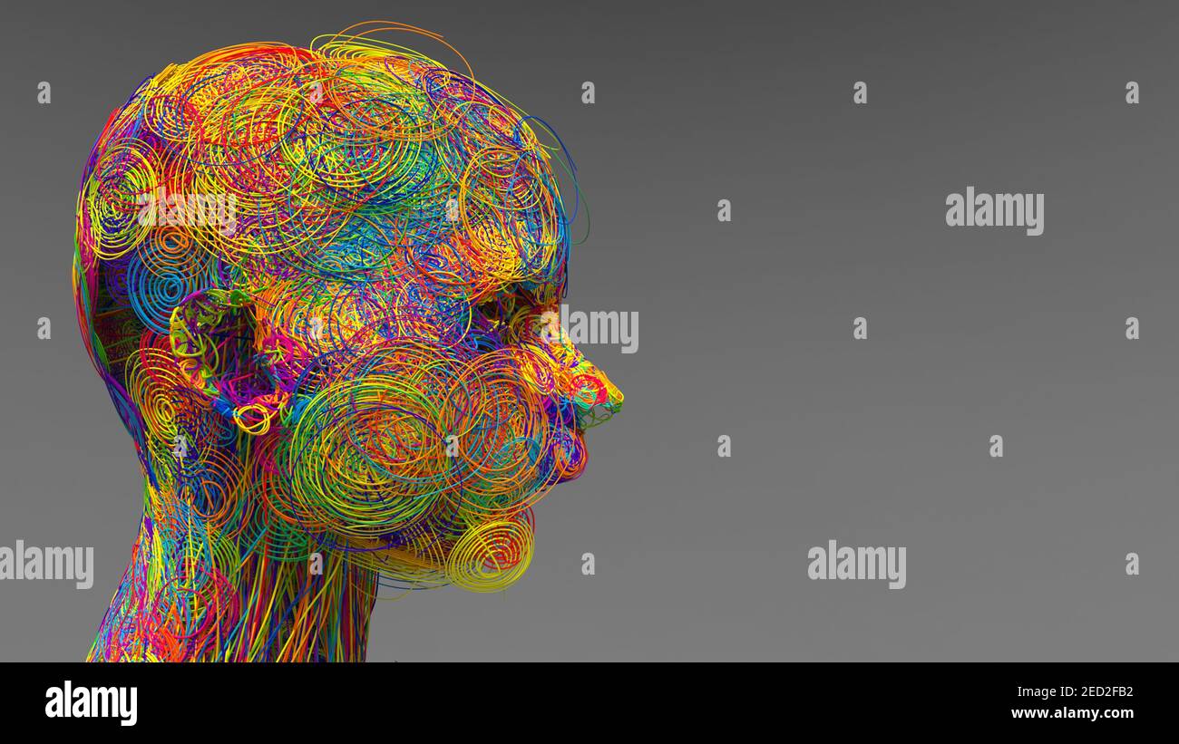 renderizar en 3d. Figura y líneas coloreadas abstractas Foto de stock