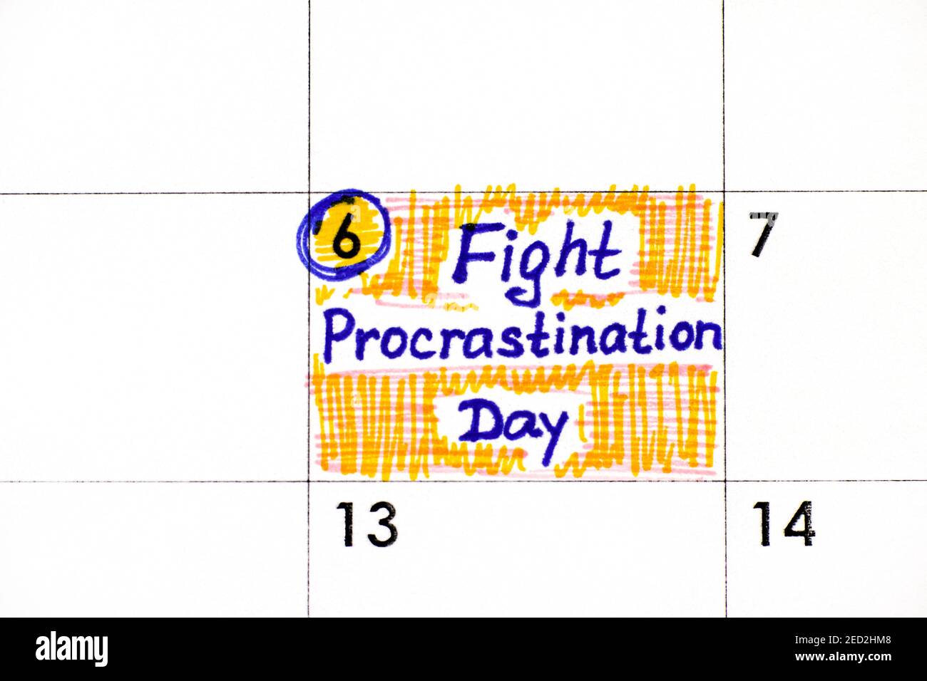 Recordatorio lucha día de la Procrastinación en el calendario. Septiembre de 06. Foto de stock