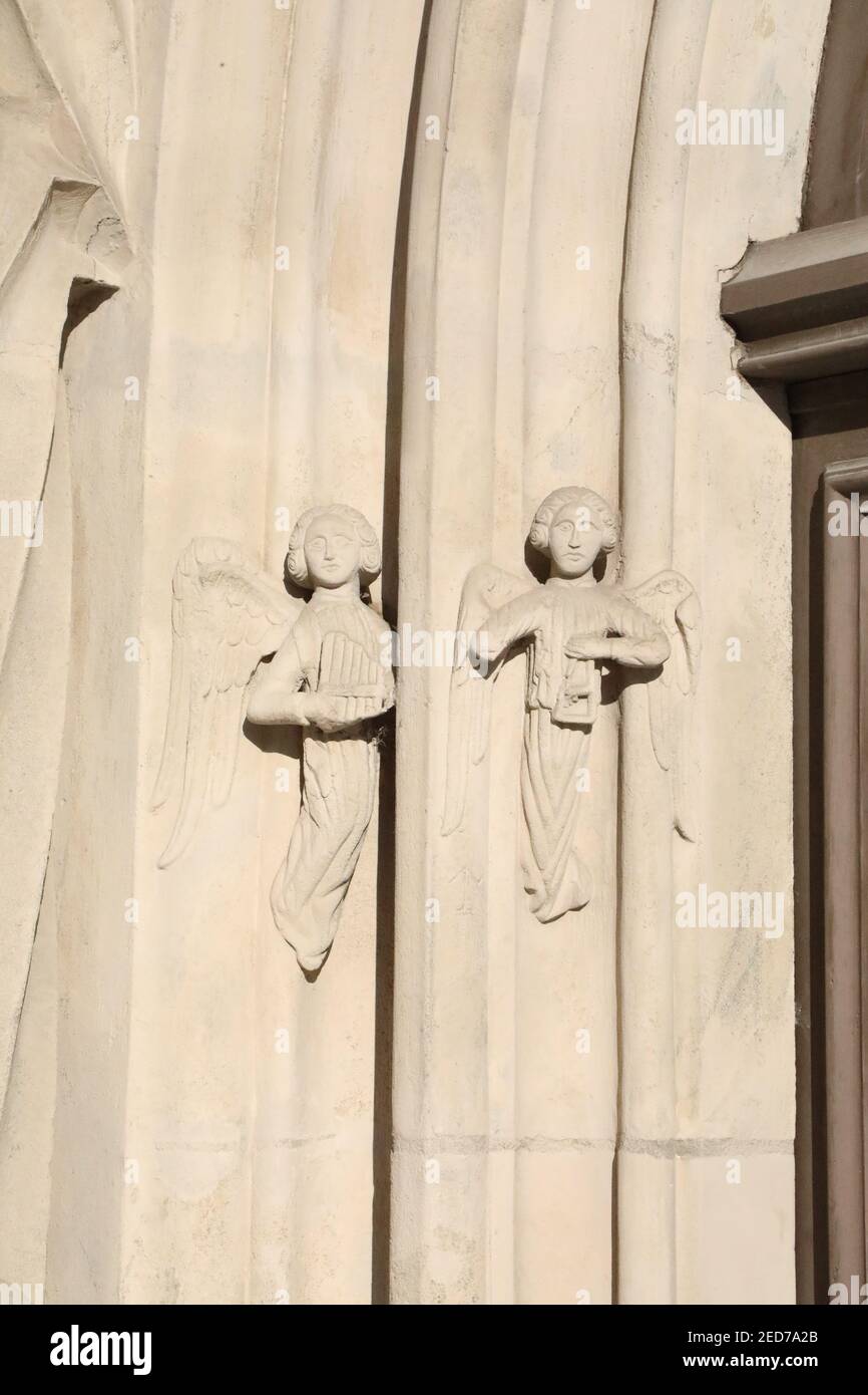 Kleinod / musizierende Engel an der Frauenkirche in Görlitz am 14.2.2021 Foto de stock