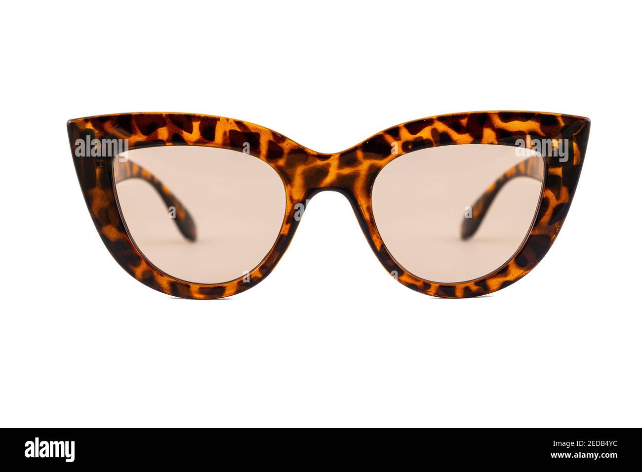 Gafas de sol de ojo de gato con textura marrón leopardo con lentes  transparentes y marcos gruesos aislados sobre fondo blanco. Vista frontal  Fotografía de stock - Alamy