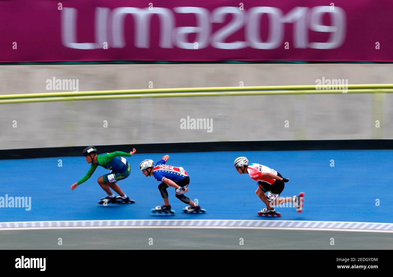 XVIII Juegos Panamericanos - Lima 2019 - patinaje de velocidad sobre ruedas  - Hombre 500m + distancia Preliminares - Costa Verde Skating Ring, Lima,  Perú - Agosto 10, 2019. Gabriel Felix e