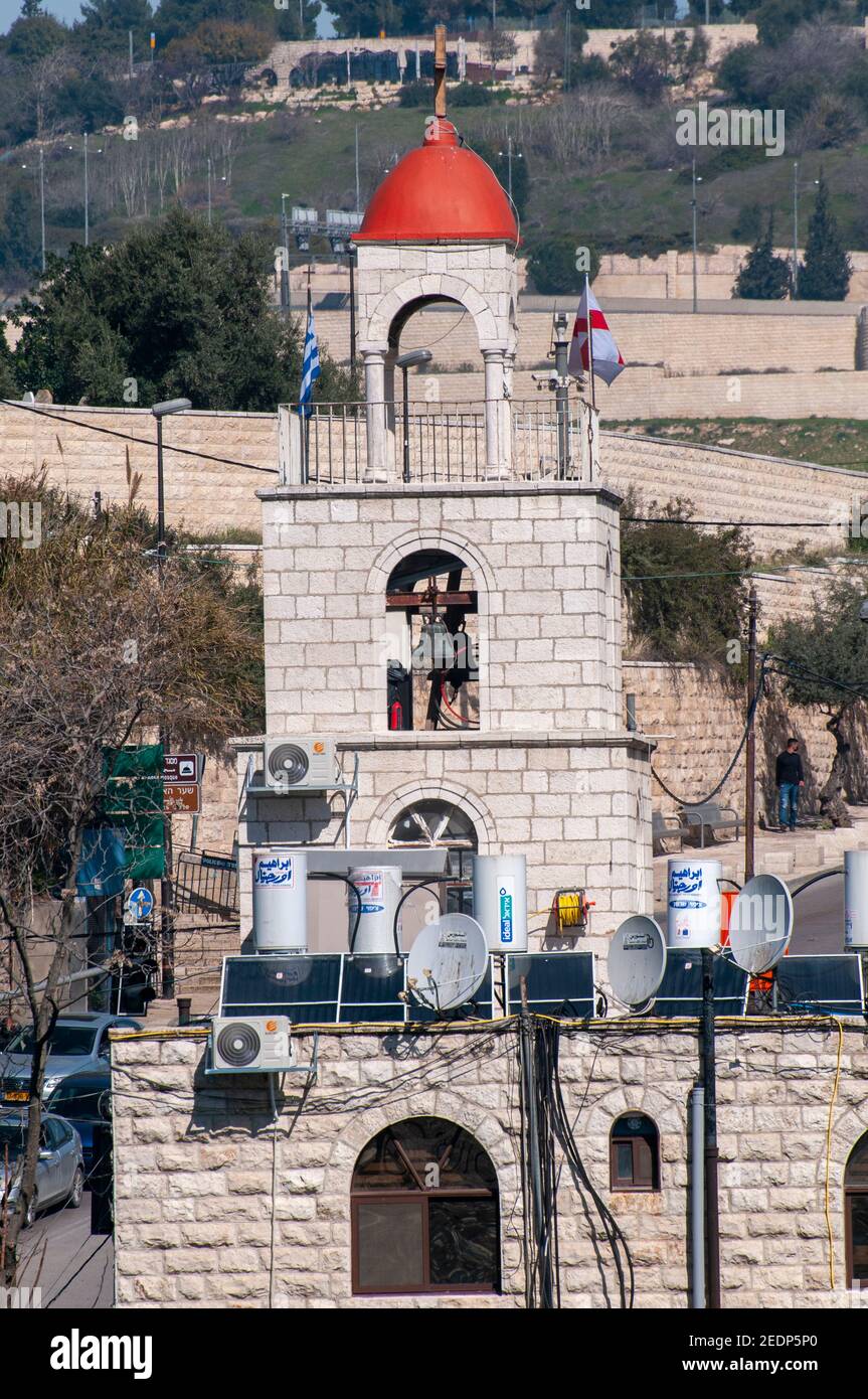 Israel, Jerusalén, la Iglesia Ortodoxa griega de San Esteban, o la Basílica de San Esteban, una iglesia católica, situada en el Valle de Cedrón o la del Rey Foto de stock