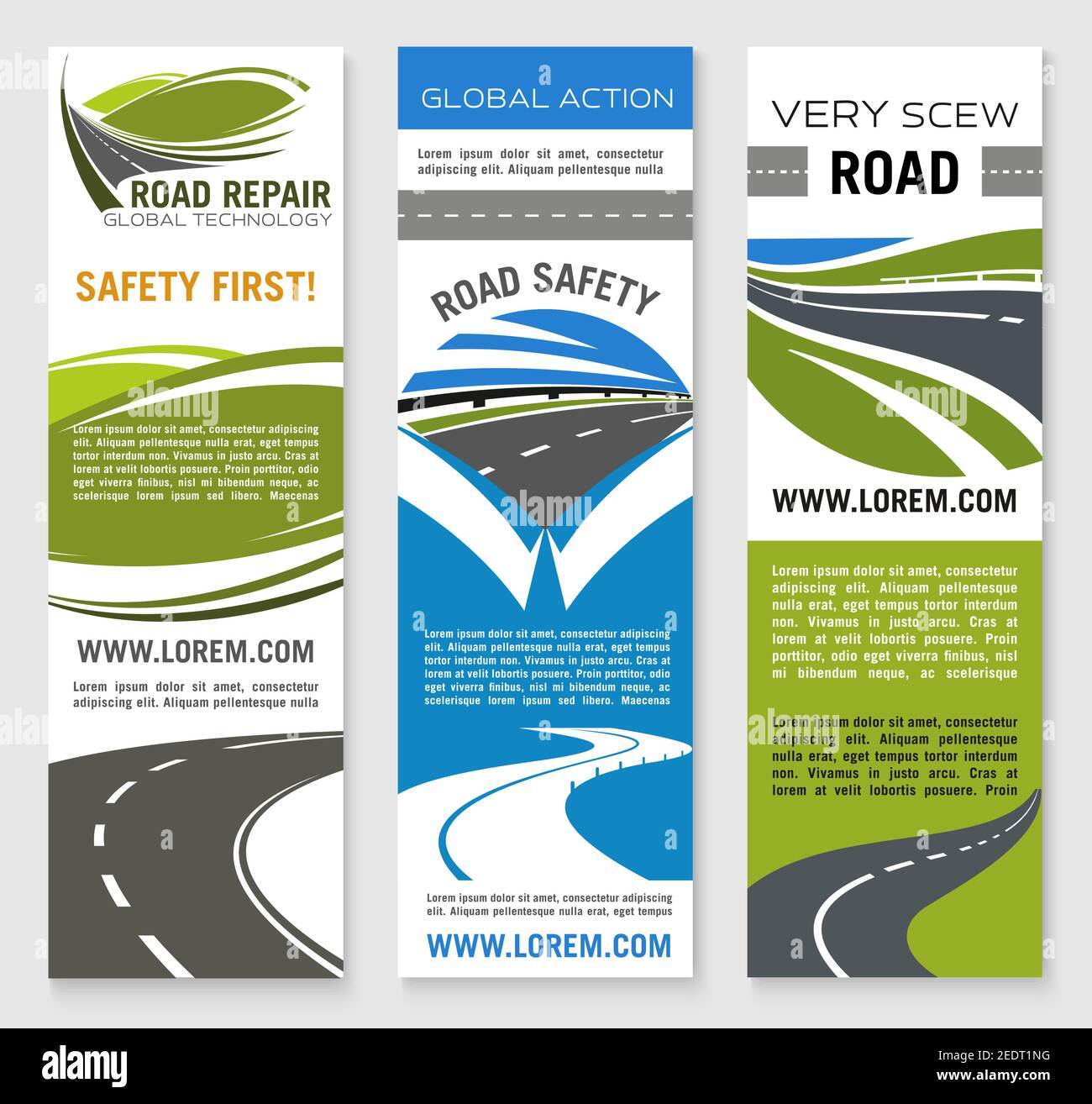 Plantilla de banner de seguridad vial y construcción de carreteras