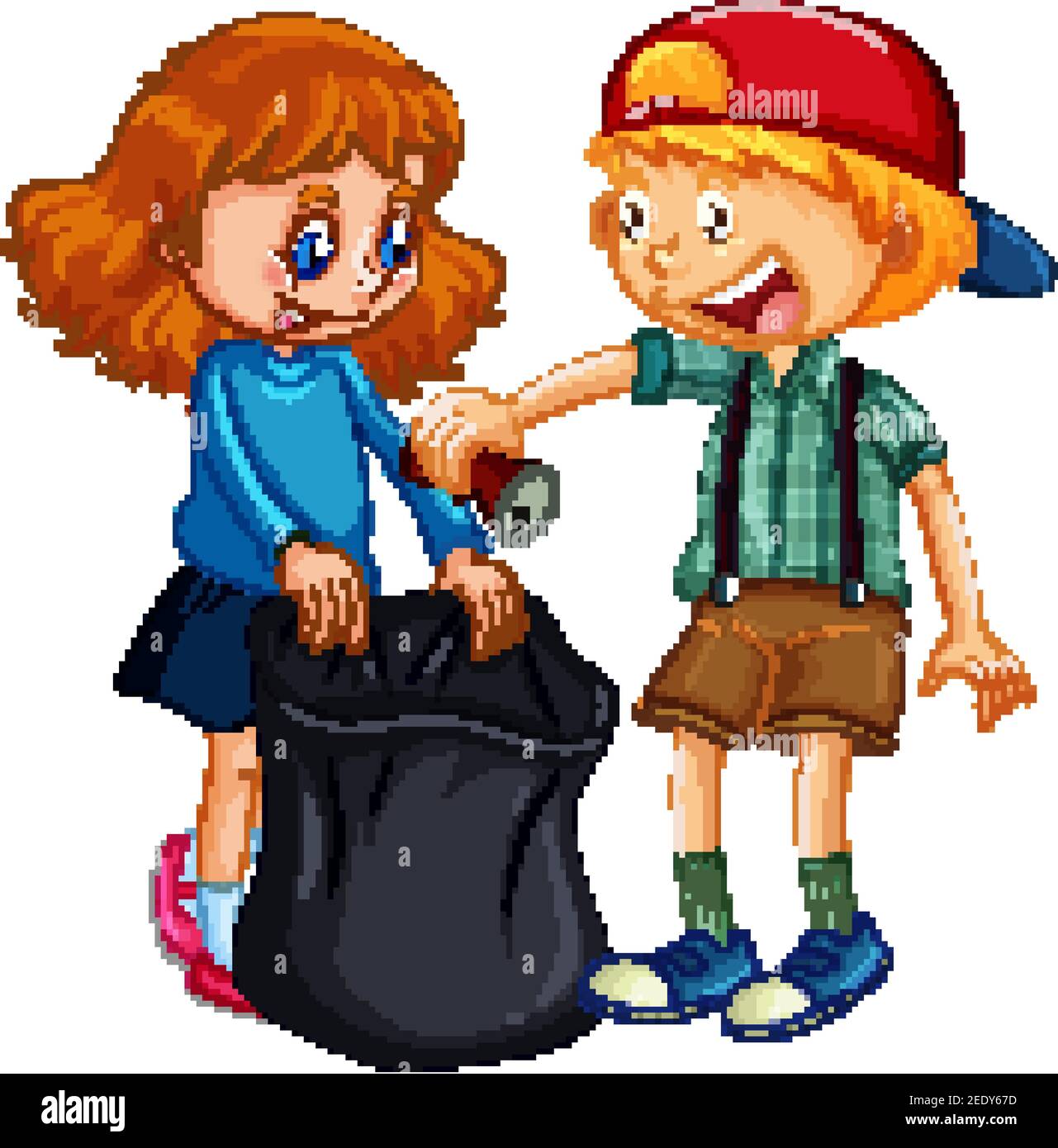 Niños limpiando dibujos animados sobre fondo blanco ilustración Imagen Vector de stock - Alamy