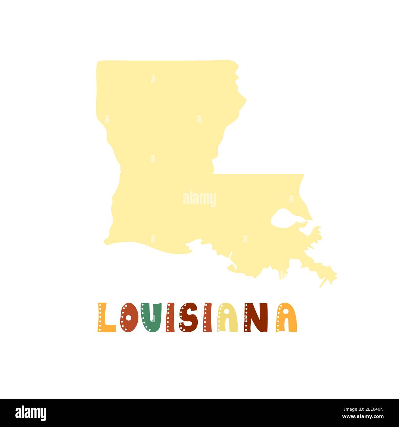 Mapa de Luisiana aislado. Colección USA. Mapa de Luisiana silueta