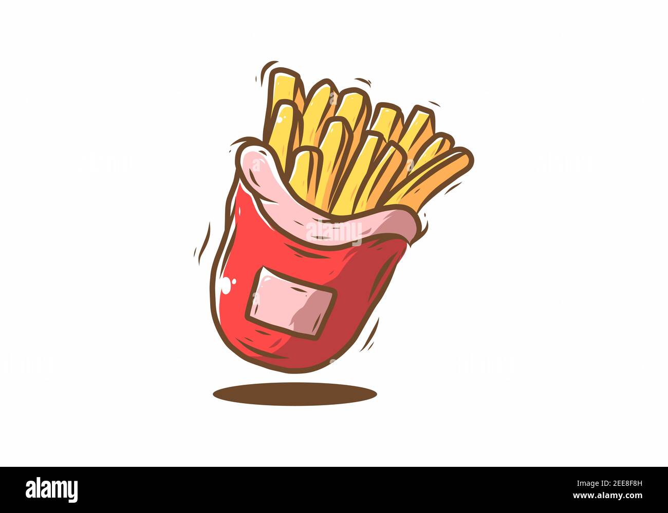 Patatas fritas comida rápida en bolsa roja ilustración dibujo diseño Imagen  Vector de stock - Alamy