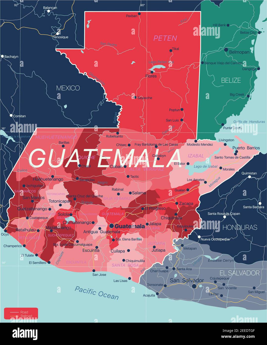Mapa De Guatemala Y Sus Carreteras Fotografías E Imágenes De Alta Resolución Alamy 1691