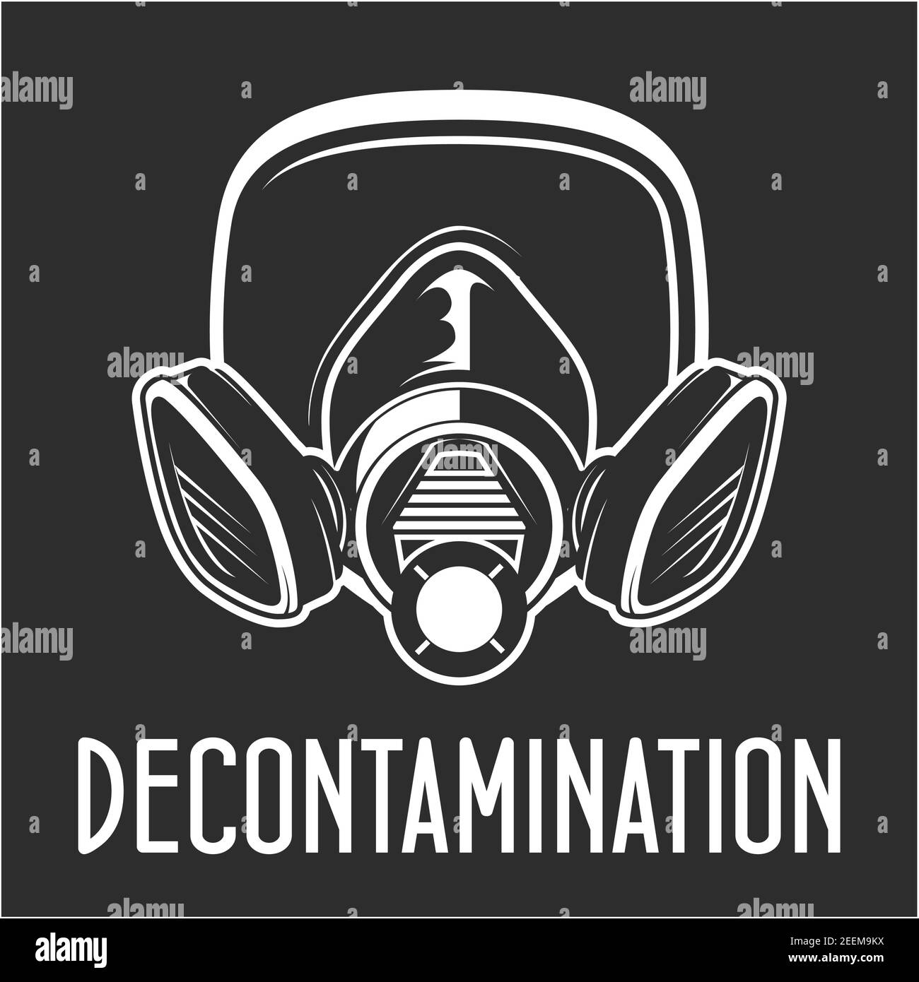 Mascarilla protectora de gas de desinfectante, mascarilla facial, póster de ventilación desinfectante, póster de covid, vector Ilustración del Vector