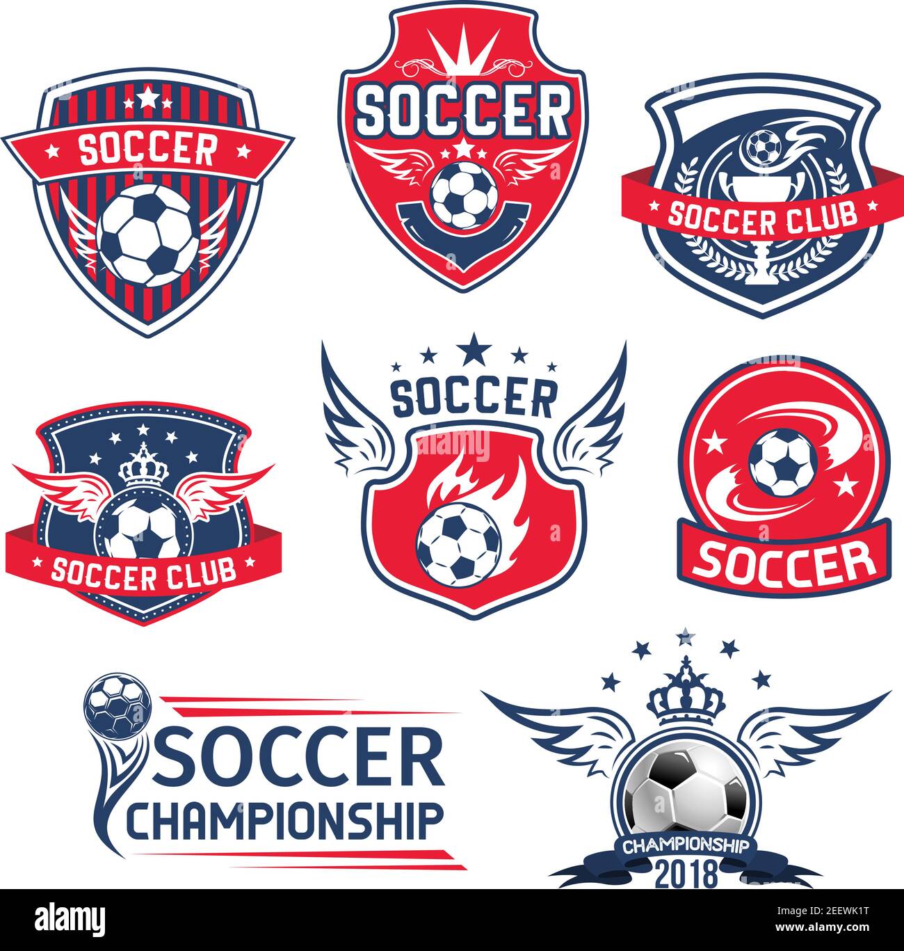 Insignias del club de fútbol o juego de iconos de la copa del