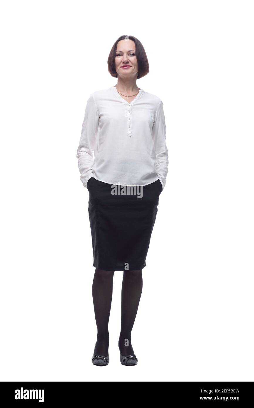 de negocios en una falda negra blusa blanca Fotografía de stock -