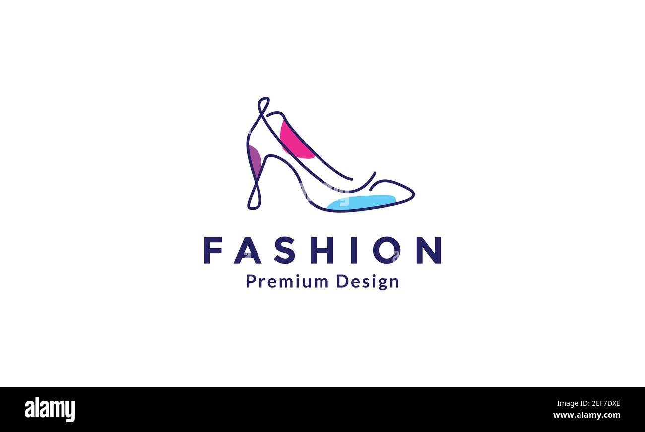 mujer zapatos línea moderna arte colorido logo diseño vector icono  ilustración de símbolos Imagen Vector de stock - Alamy