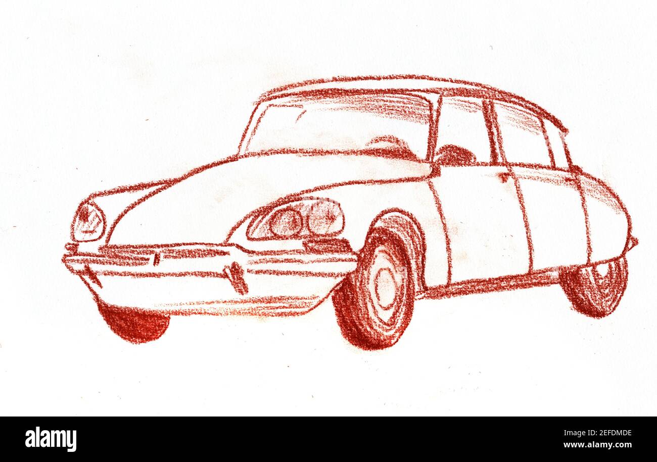 Dibujo a lápiz del carro viejo Imágenes recortadas de stock - Alamy