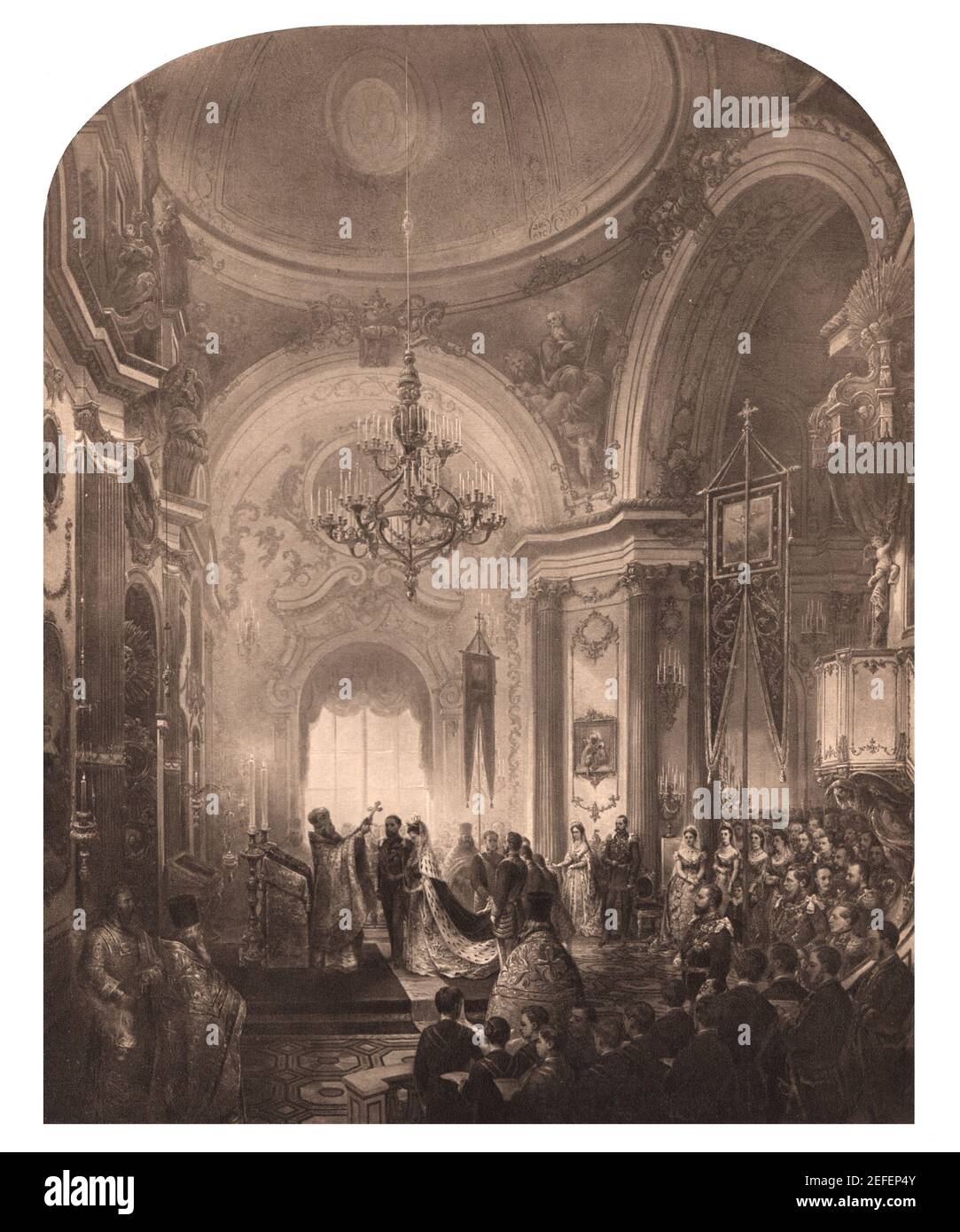 Matrimonio del Duque de Edimburgo, Príncipe Alfred de la Casa de Saxe-Coburg y Gotha con la Gran Duquesa María Alexandrovna de Rusia, 23 de enero de 1874 Foto de stock