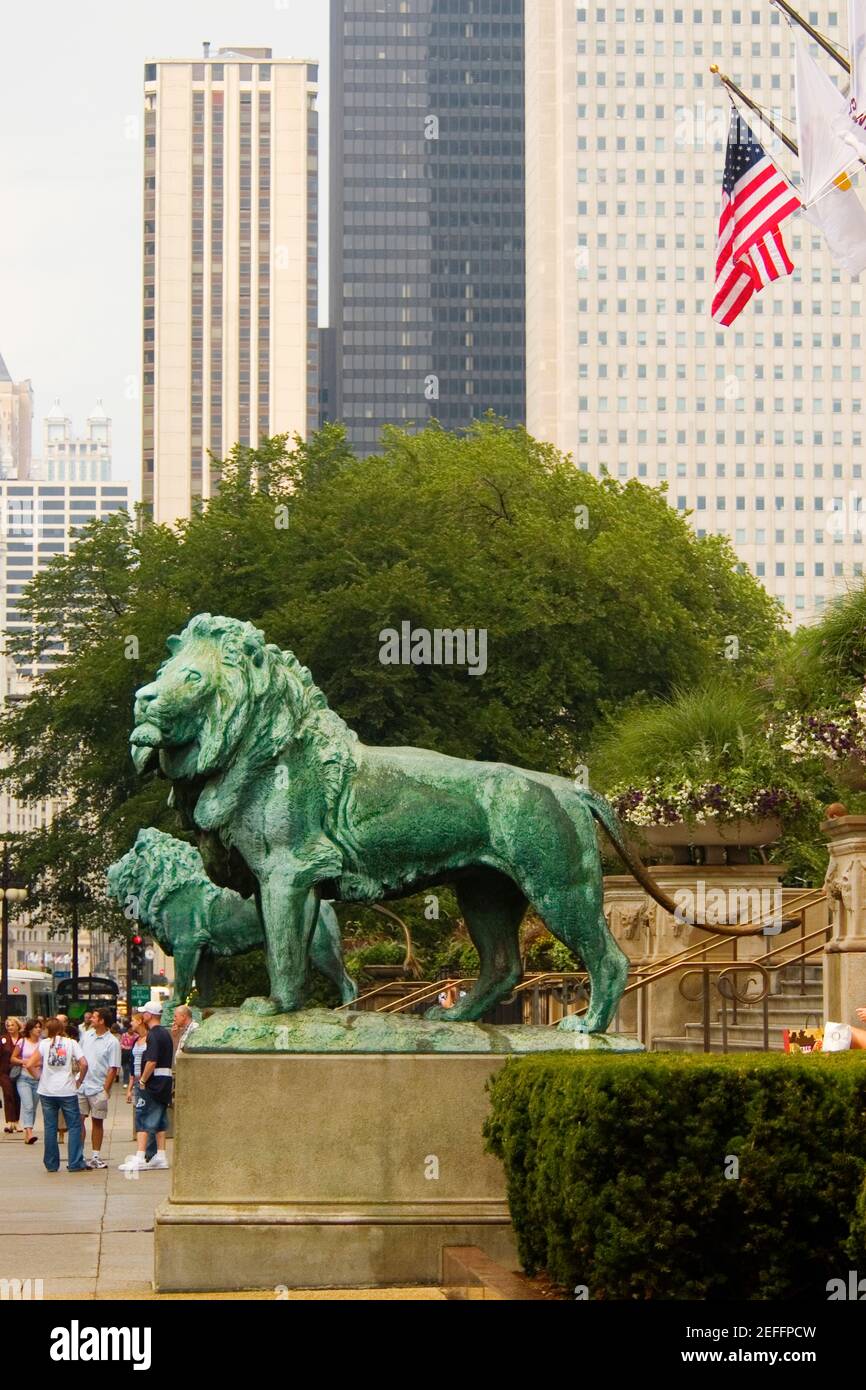 Estatuas de leones, Chicago, Illinois,  Fotografía de stock - Alamy