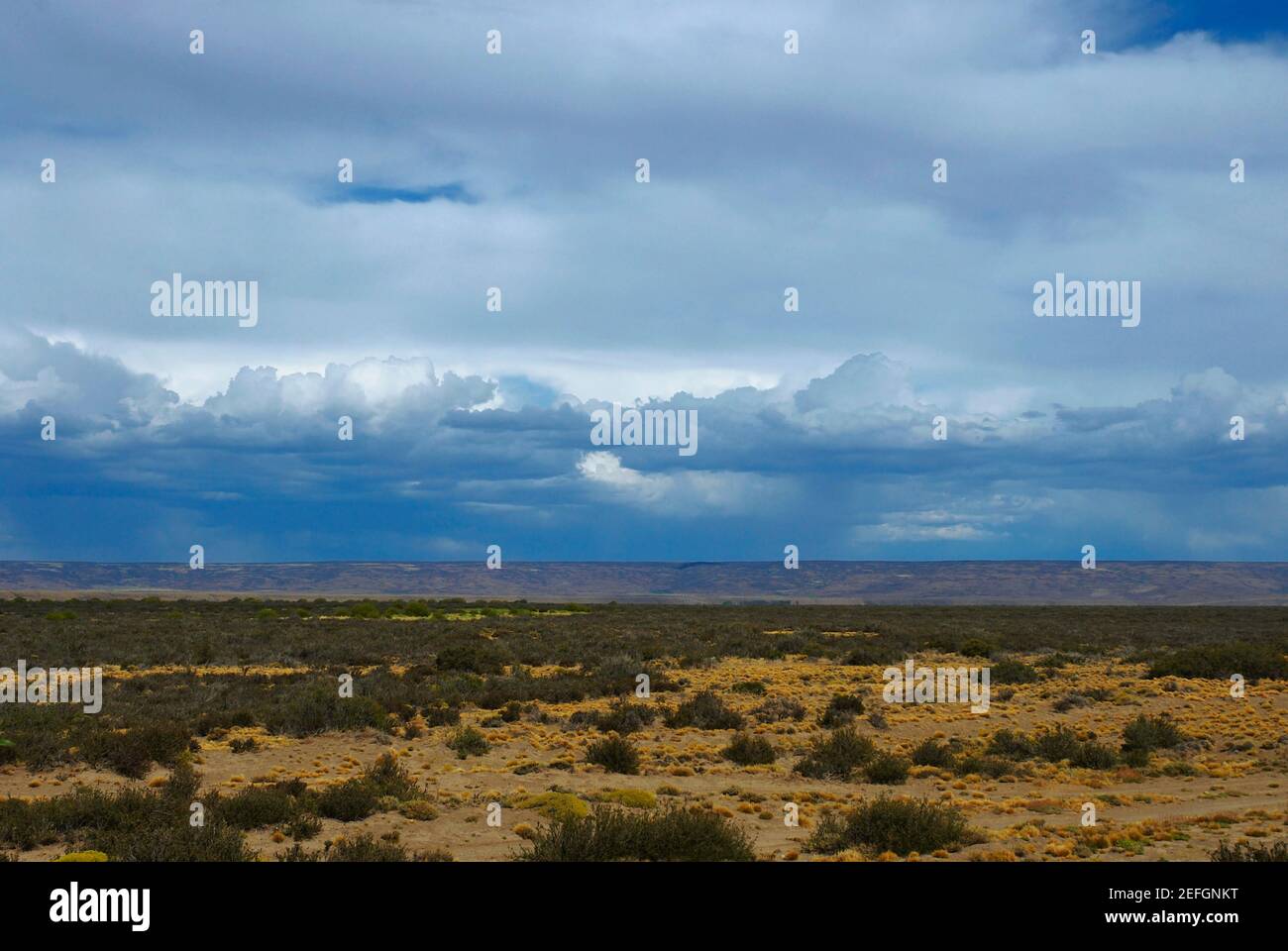 Vista panorámica de un paisaje, Ruta Nacional 40, Patagonia, Argentina Foto de stock